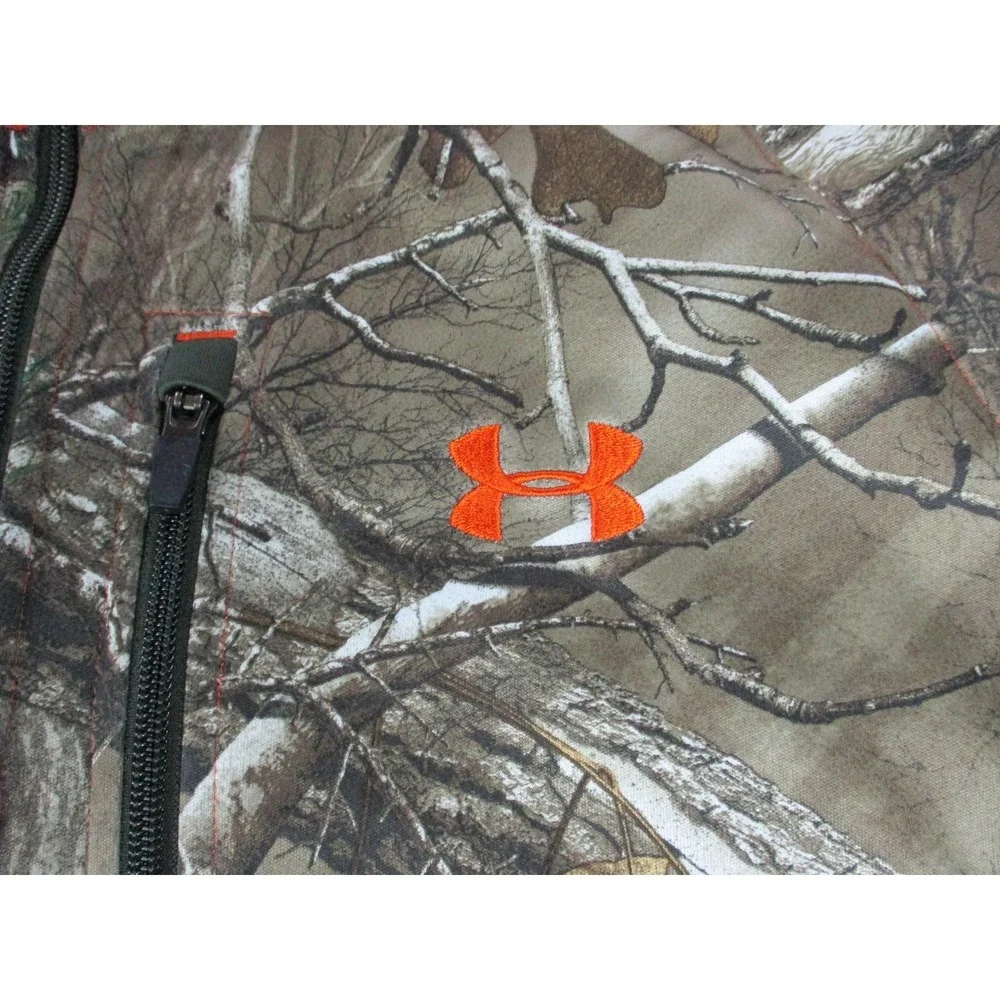 Under Armour Sweatshirt Men 2XL Brown Real Tree Camo 1/4 Zip Cold Gear Sweater